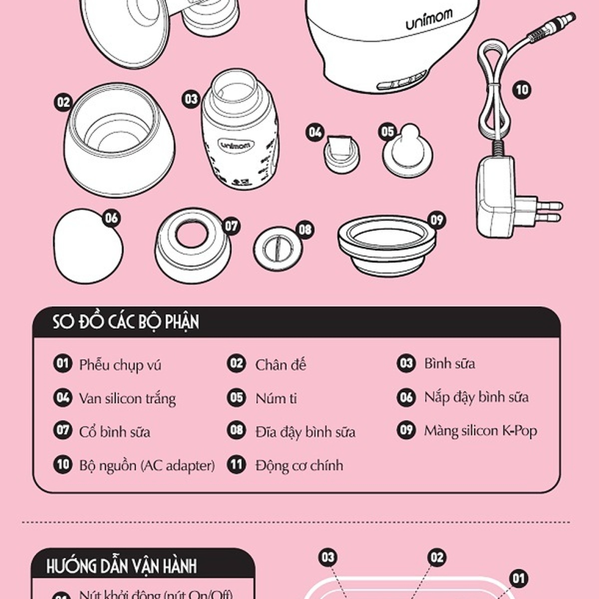 Máy hút sữa Unimom K-Pop UM871098 - mặt trái