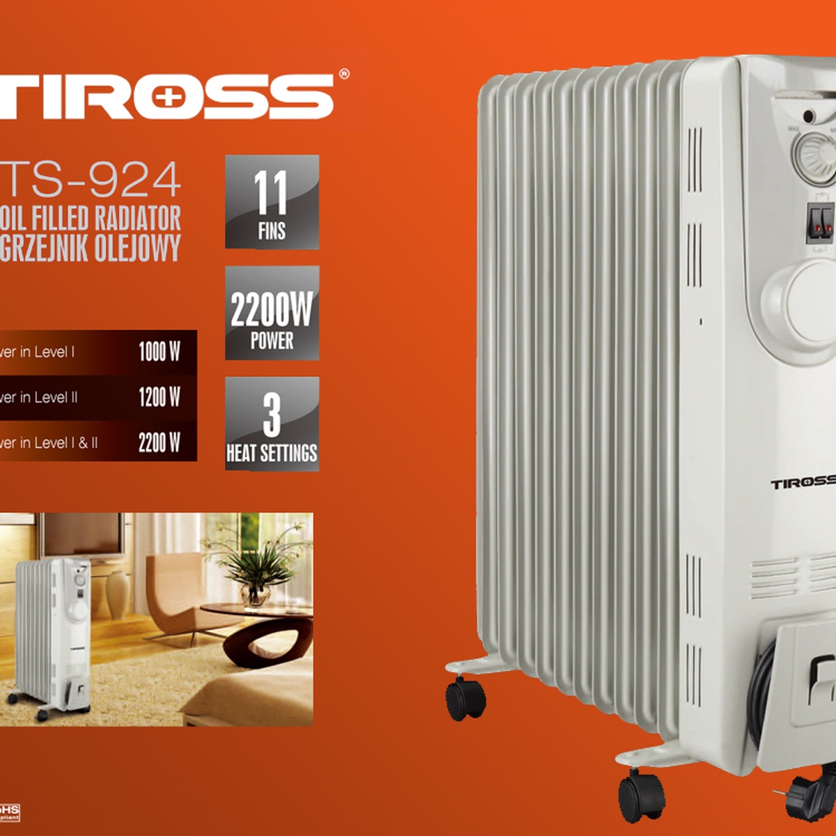 Máy sưởi dầu TIROSS TS-924 - hình 6