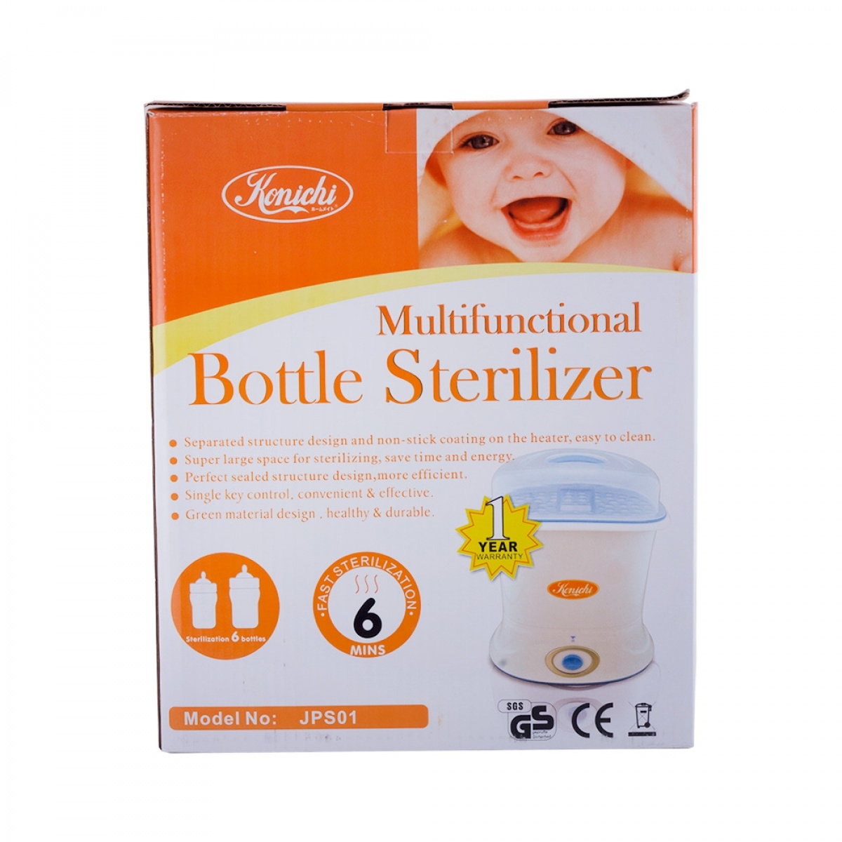 Máy tiệt trùng bình sữa đa năng Konichi JPS01 - góc nghiêng
