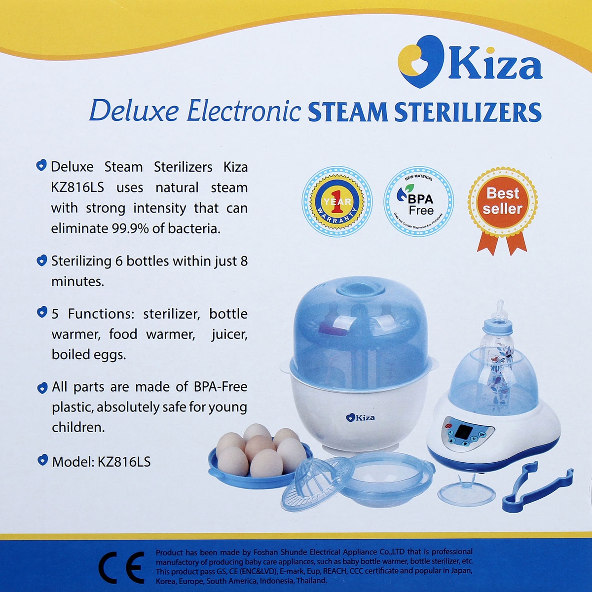 Máy tiệt trùng bình sữa Kiza 5 in 1 KZ816LS  - hình 12