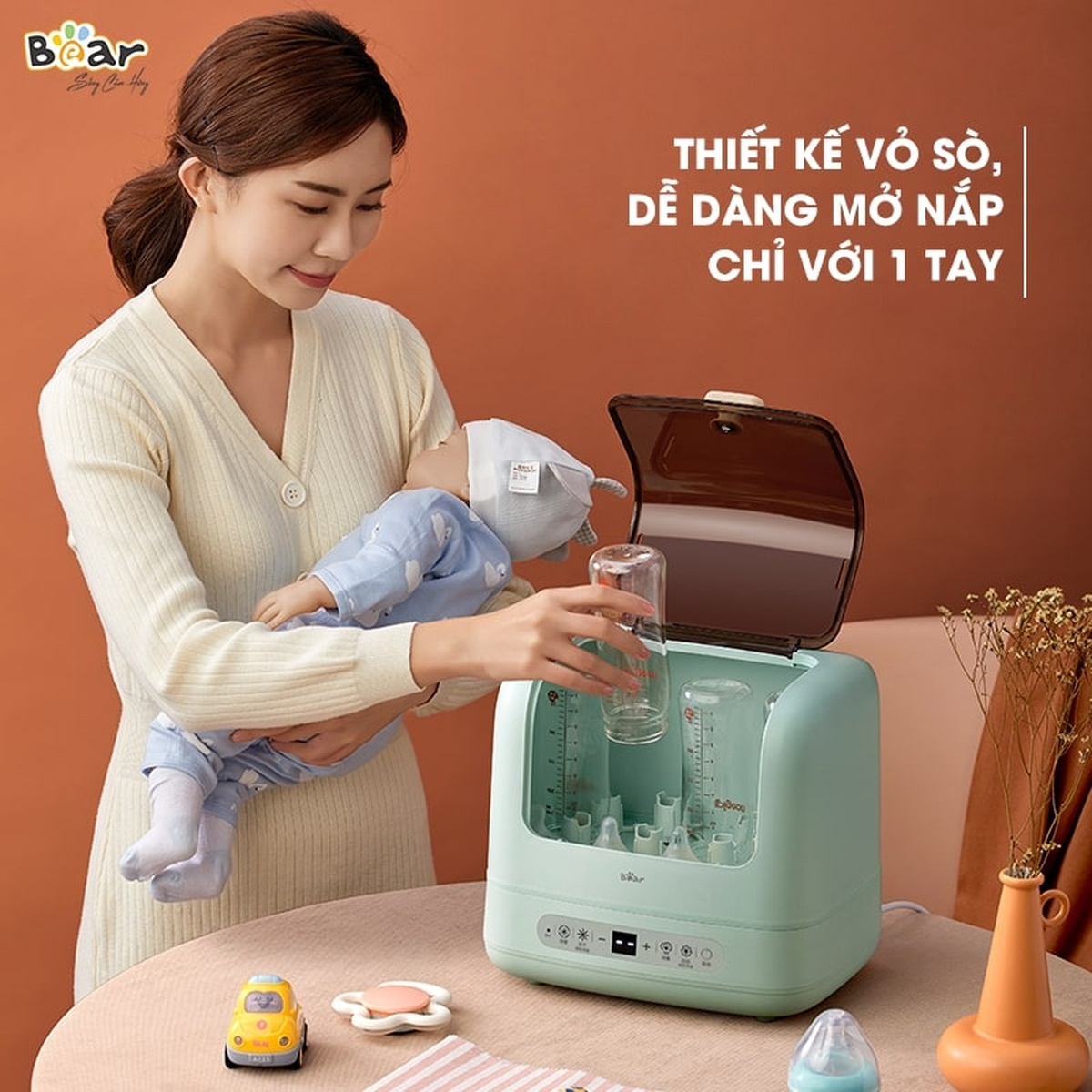 Máy tiệt trùng, sấy khô Bear SB-MTT17 New - mặt trái