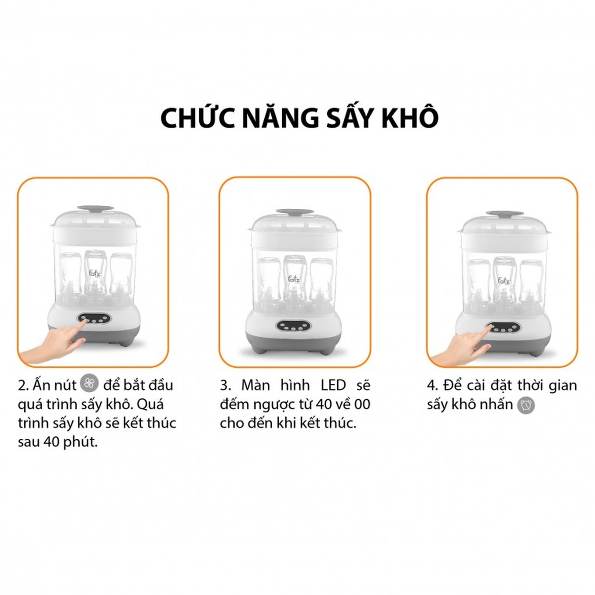 Máy tiệt trùng và sấy khô điện tử Fatzbaby 3in1 - hình 8