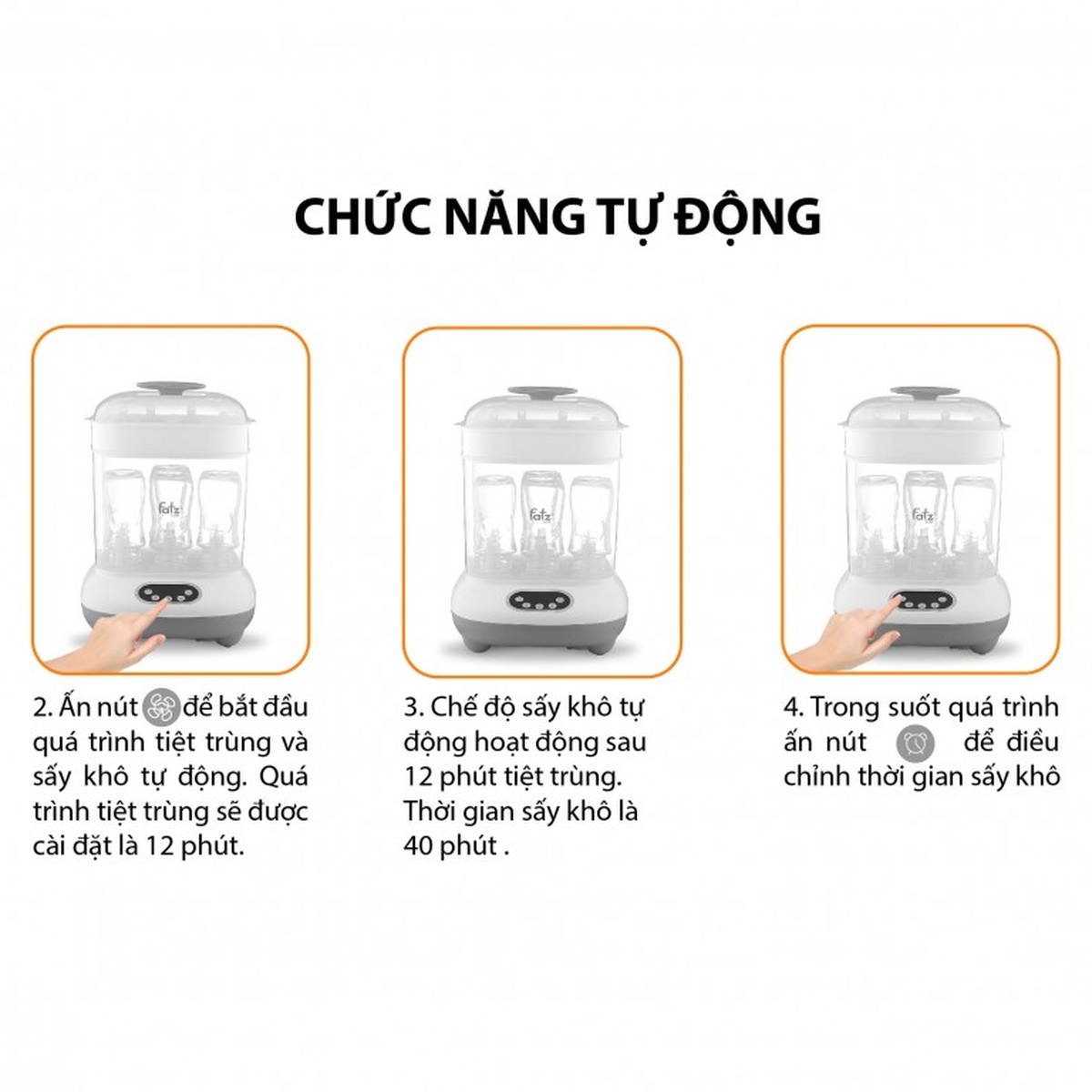 Máy tiệt trùng và sấy khô điện tử Fatzbaby 3in1 - hình 9
