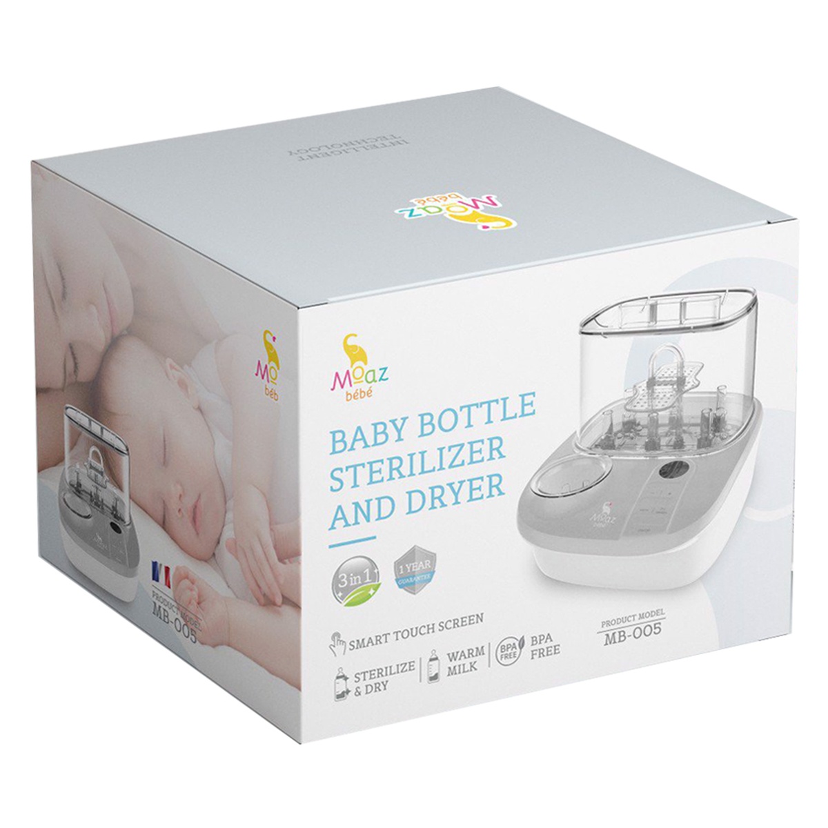 Máy tiệt trùng sấy khô và hâm sữa Moaz Bebe MB005 - mặt trái