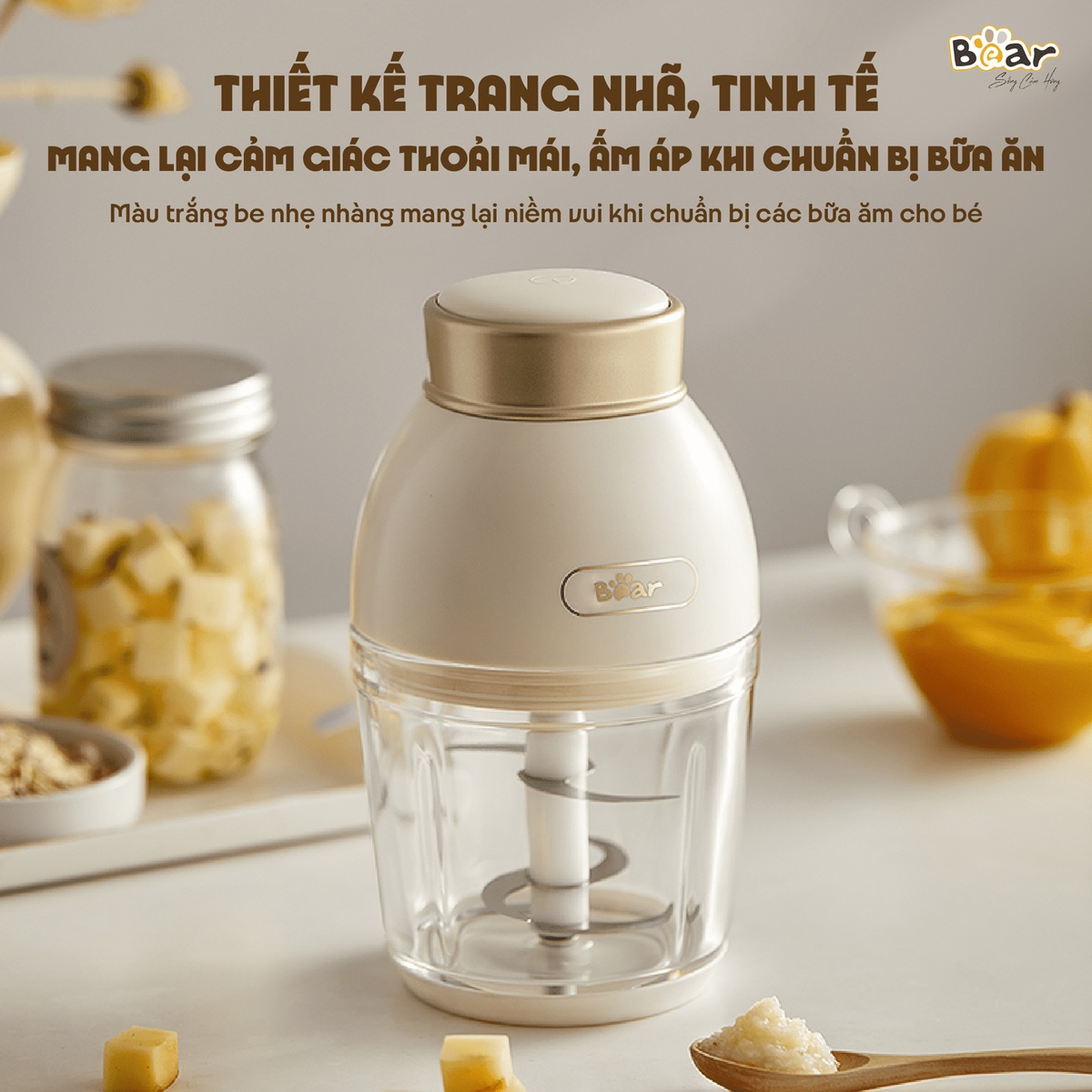 Máy xay ăn dặm Bear 0.6L QSJ-D02Q1 200W - mặt trái