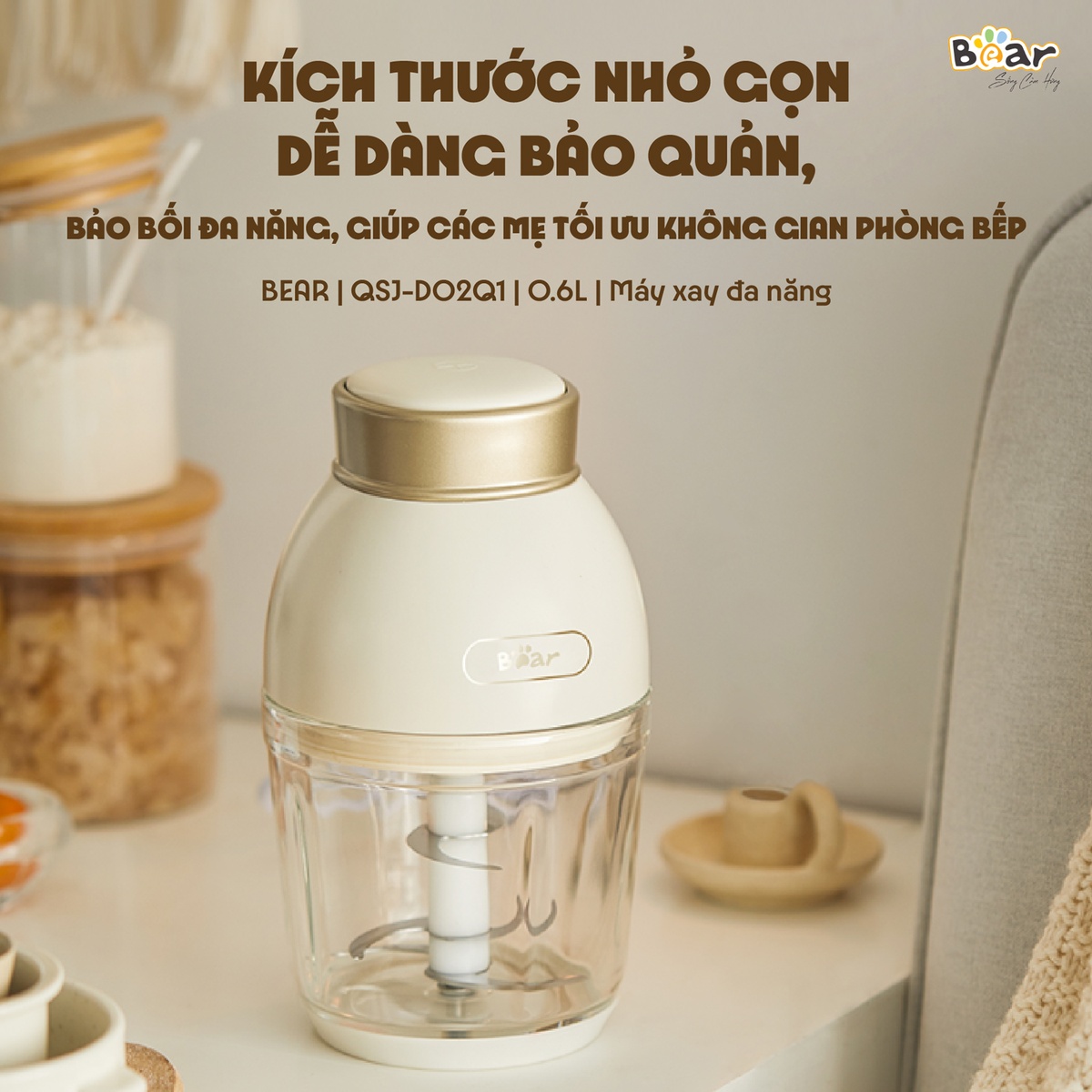 Máy xay ăn dặm Bear 0.6L QSJ-D02Q1 200W - mặt sau