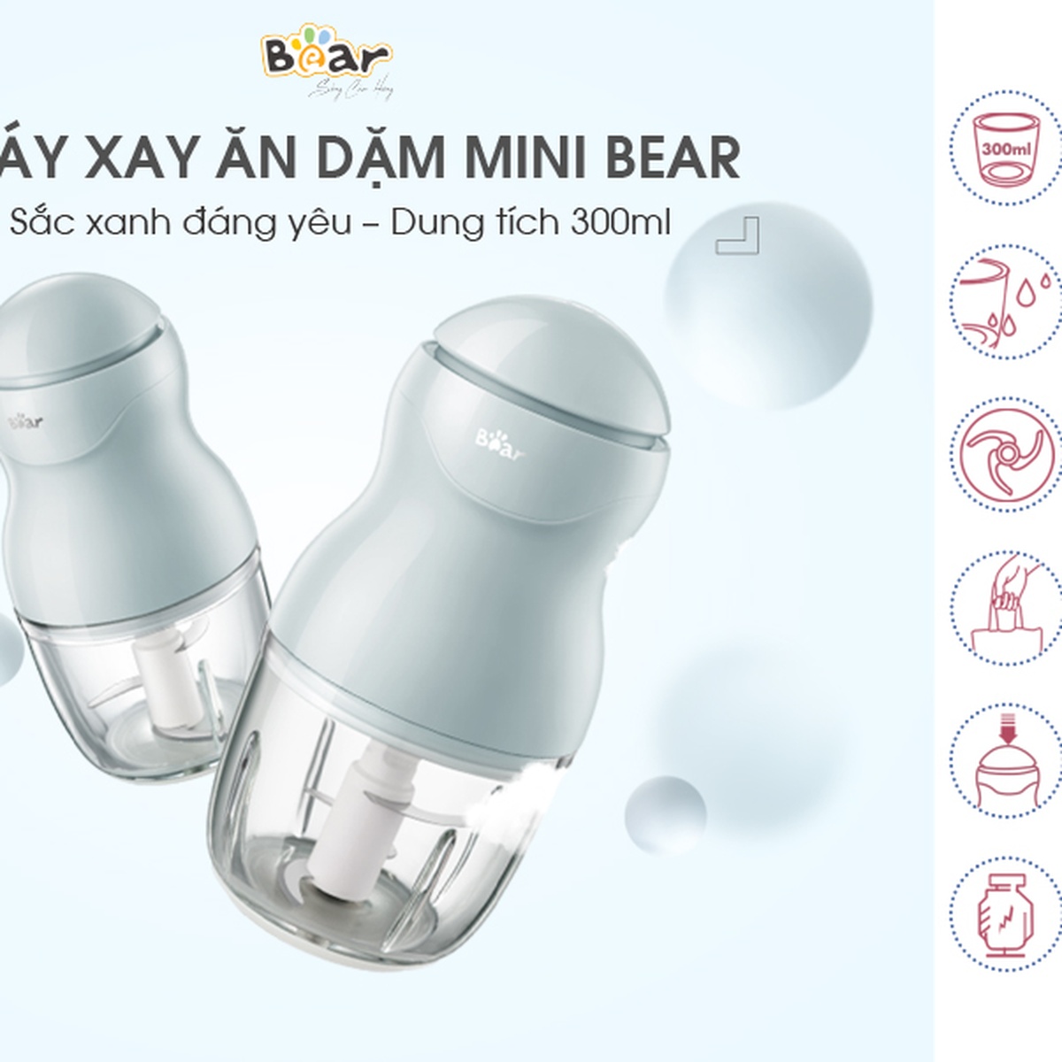 Máy xay ăn dặm cho bé Bear GR-B03V2 0,3 lít - hình 6