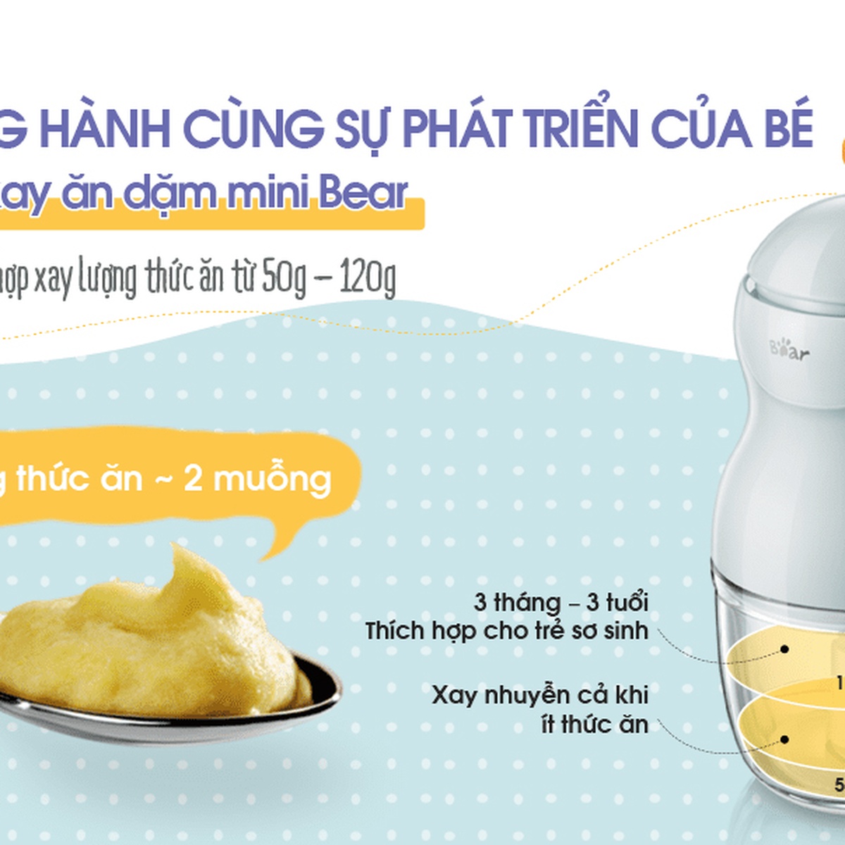 Máy xay ăn dặm cho bé Bear GR-B03V2 0,3 lít - hình 8