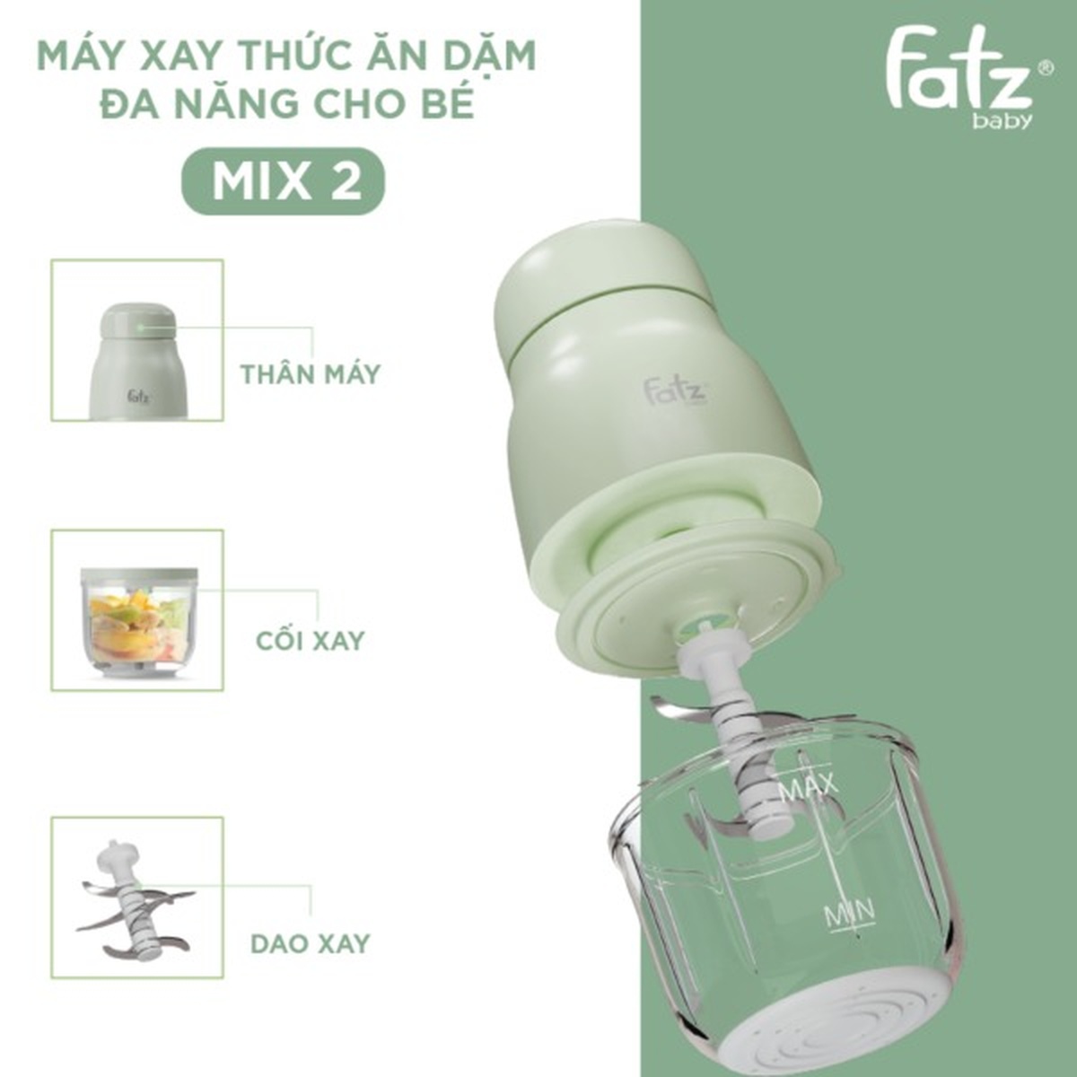 Máy xay thức ăn dặm đa năng FatzBaby FB5001MB 0.3 lít - mặt sau