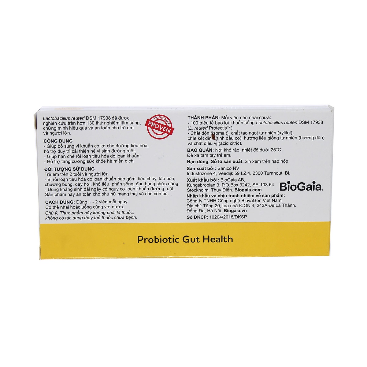 Thực phẩm bảo vệ sức khỏe BioGaia Protectis tablets - mặt phải
