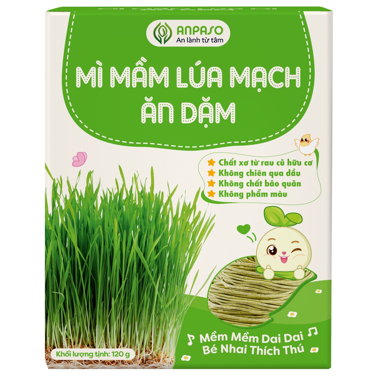Mì ăn dặm mầm lúa mạch Organic Anpaso 120g - mặt trái
