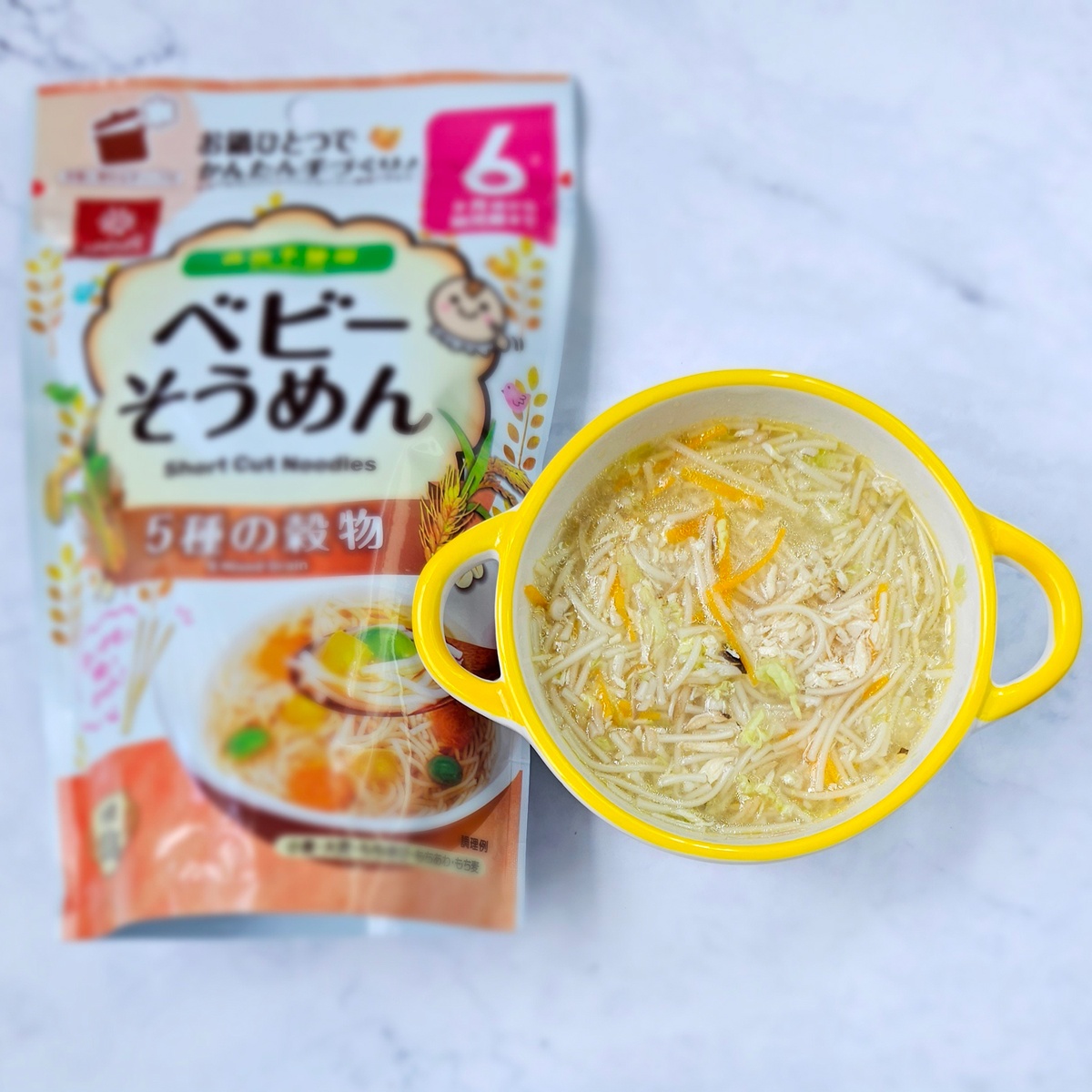 Mì Baby Somen 5 vị ngũ cốc cho trẻ từ 6 tháng tuổi  - mặt trái