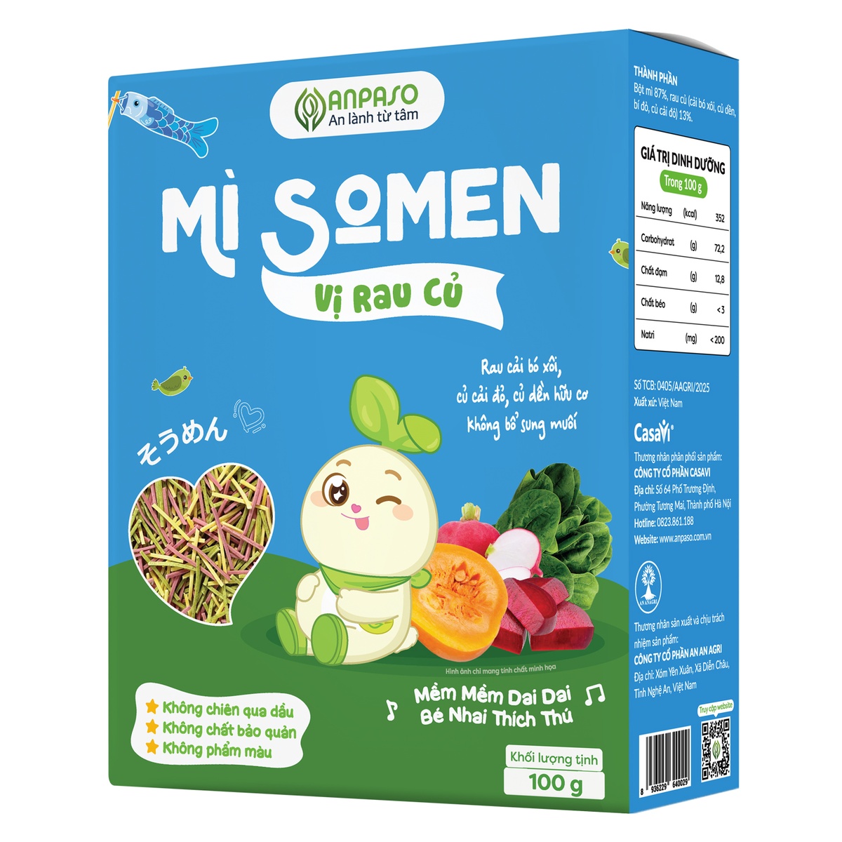 Mì somen ăn dặm Anpaso vị rau củ 100g - mặt trái