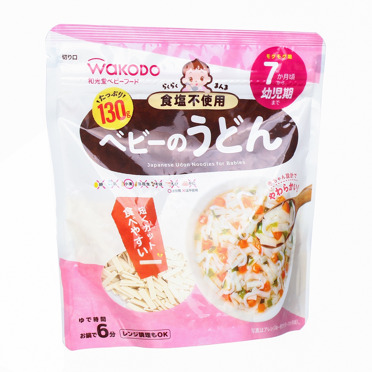 Mì UDON Wakodo tách muối dành cho bé từ 7 tháng tuổi - mặt trái