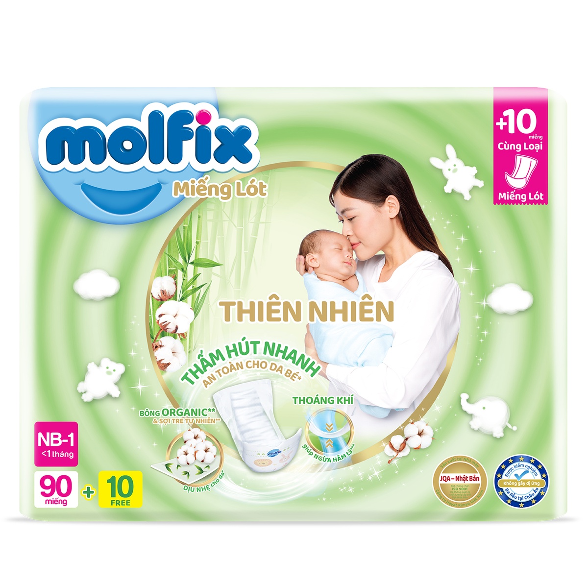Miếng lót Molfix newborn 1 (90+10) cho bé dưới 1 tháng tuổi