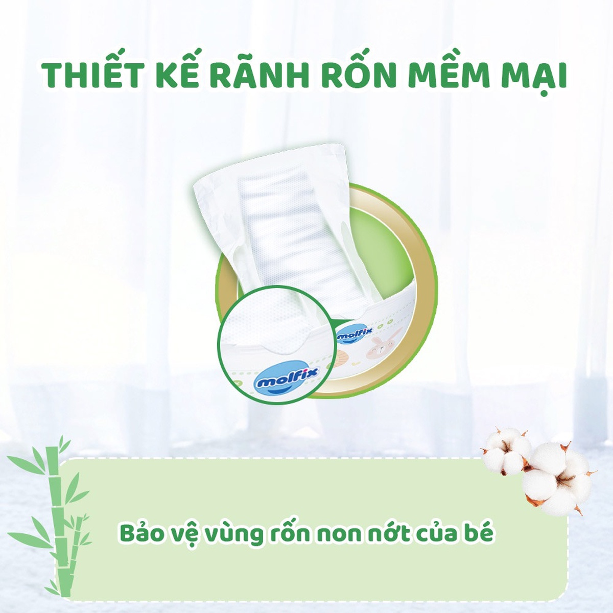 Miếng lót Molfix newborn 2 (60+6) cho bé trên 1 tháng tuổi - góc nghiêng