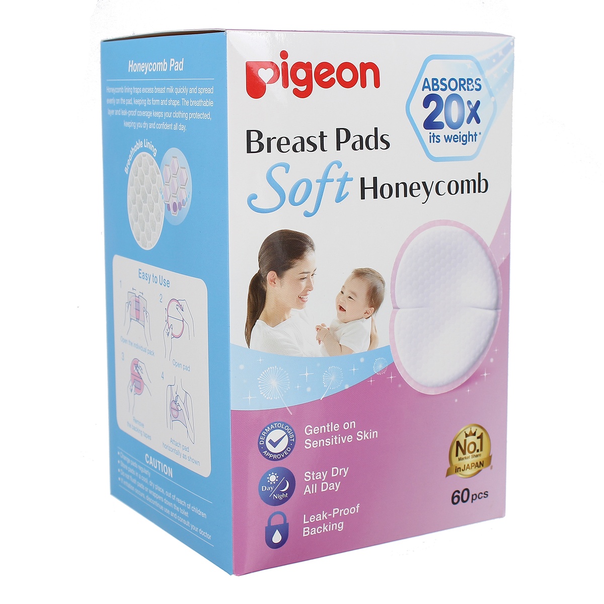 Miếng lót thấm sữa Pigeon 60pcs - mặt sau