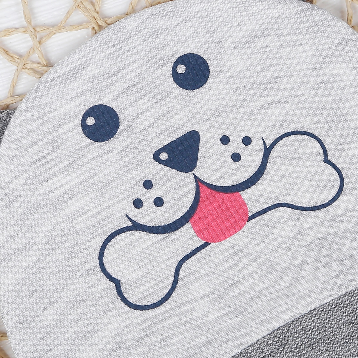 Mũ sơ sinh kẻ tăm KidsPlaza ND22T (Ghi) - mặt phải