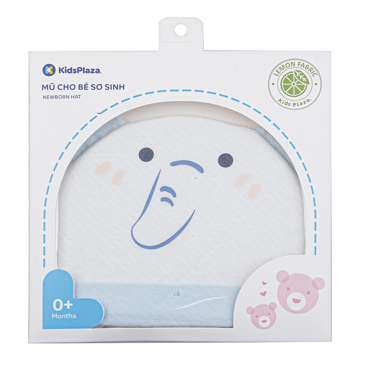 Mũ sơ sinh in voi KidsPlaza HN24T (Trắng) - mặt trái