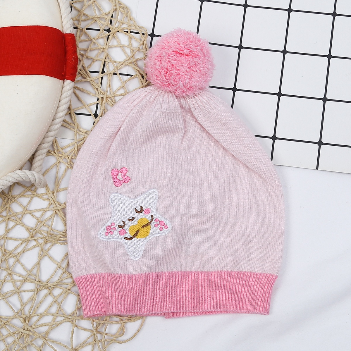 Mũ len quả bông bé gái KidsPlaza ND23D (Hồng nhạt)