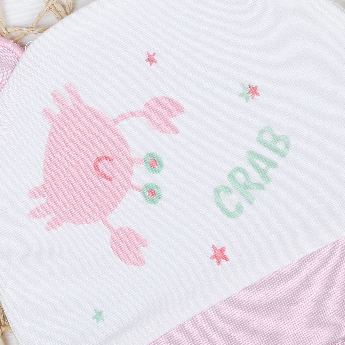 Mũ sơ sinh Otis bé gái in crab KidsPlaza ND22T (Trắng hồng) - mặt sau