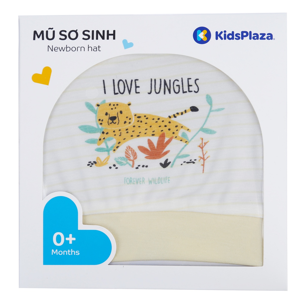 Mũ sơ sinh bé trai Otis i love jungles KidsPlaza ND21T (Trắng Vàng) - mặt sau