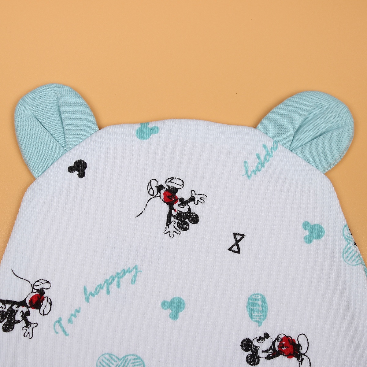 Mũ sơ sinh cho bé Mamago in hình chú chuột Mickey NĐ19 (Xanh) - mặt sau