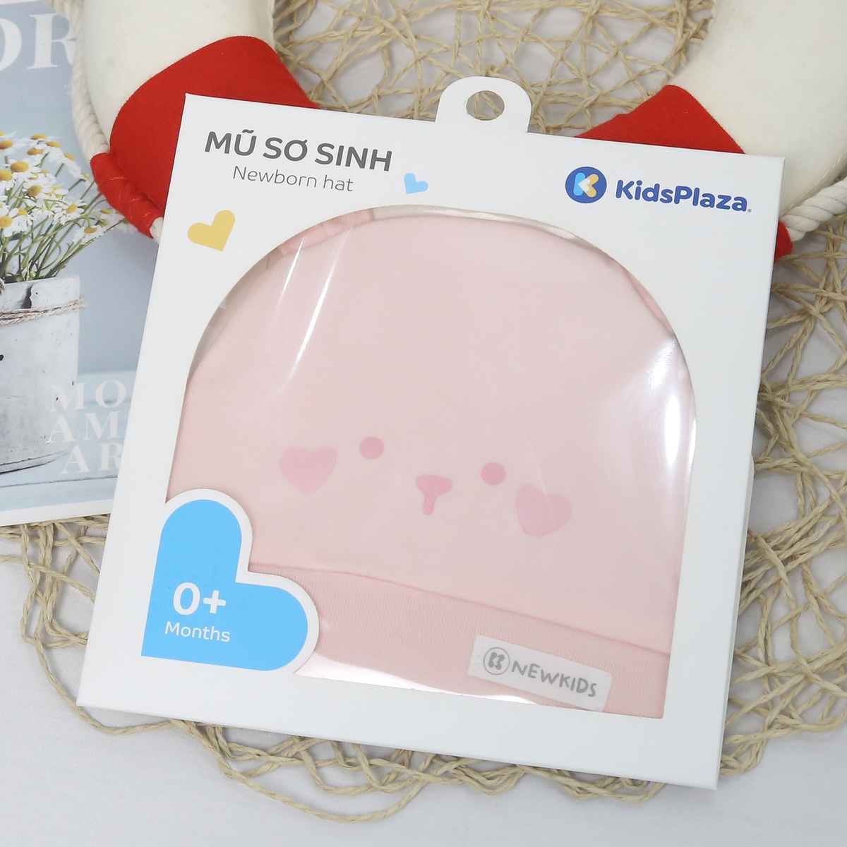Mũ sơ sinh KidsPlaza Otis ND24H (Hồng) - mặt trái