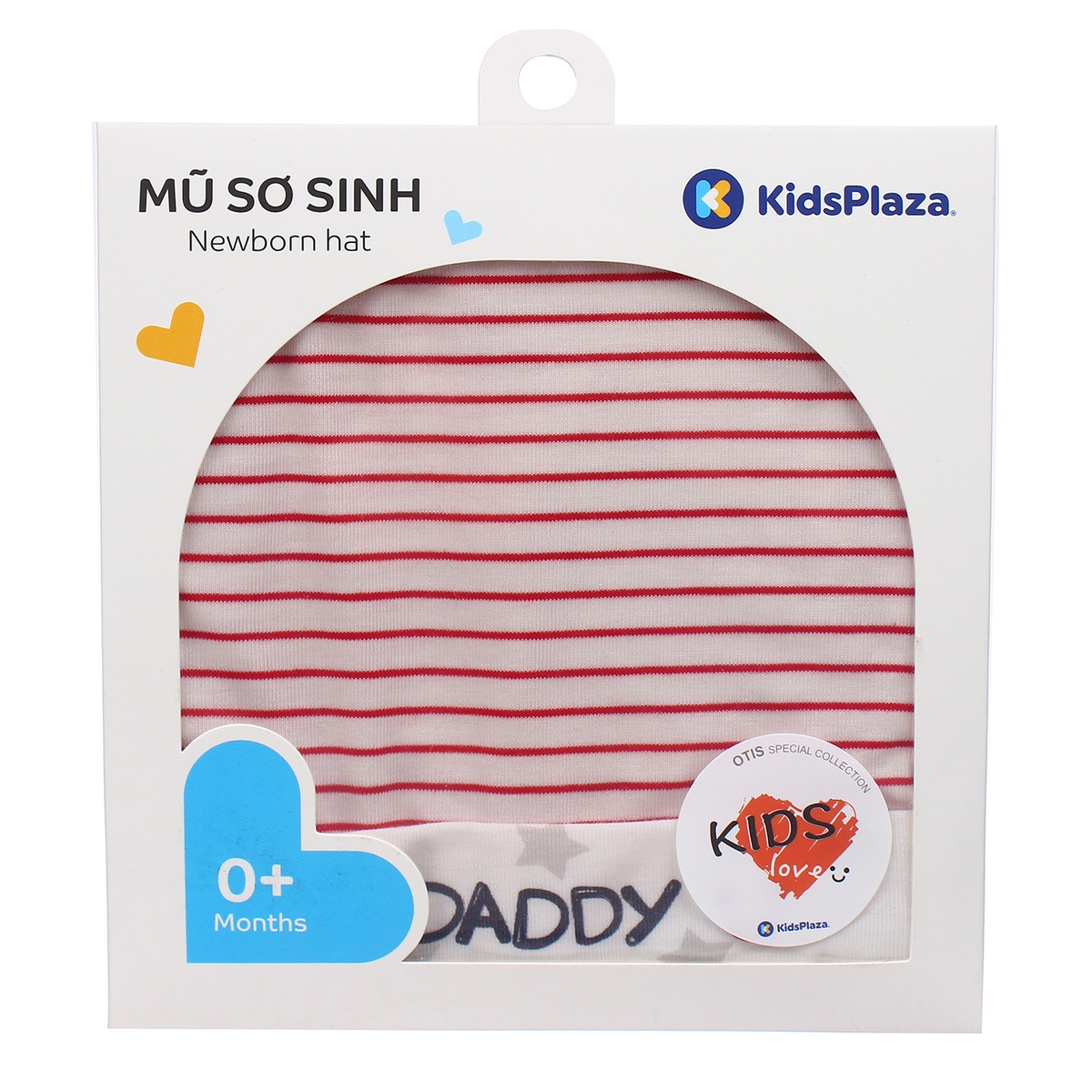 Mũ sơ sinh Otis kẻ ngang KidsPlaza ND21H (Trắng) - mặt trái