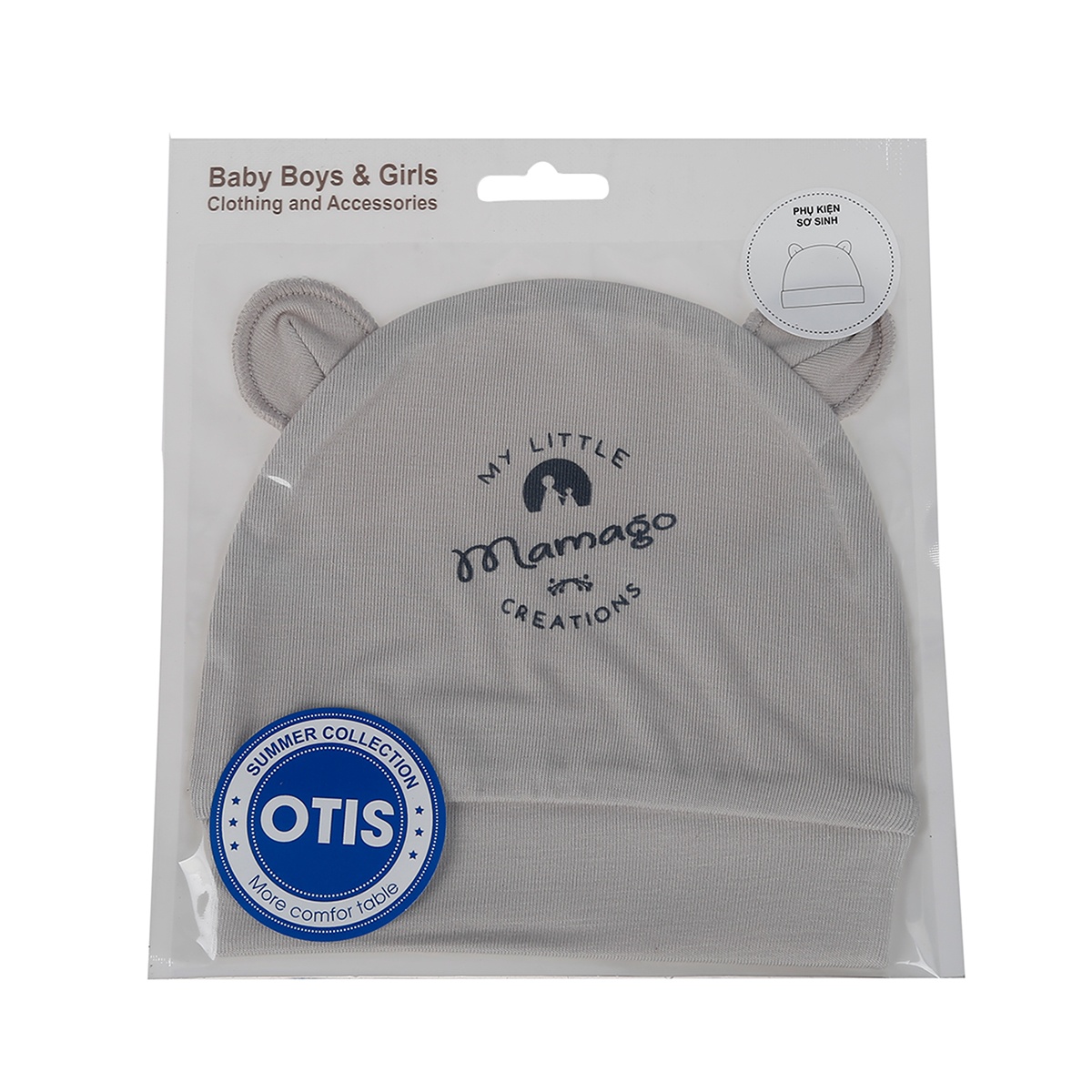 Mũ sơ sinh Otis Mamago ND20H (Ghi) - mặt trái