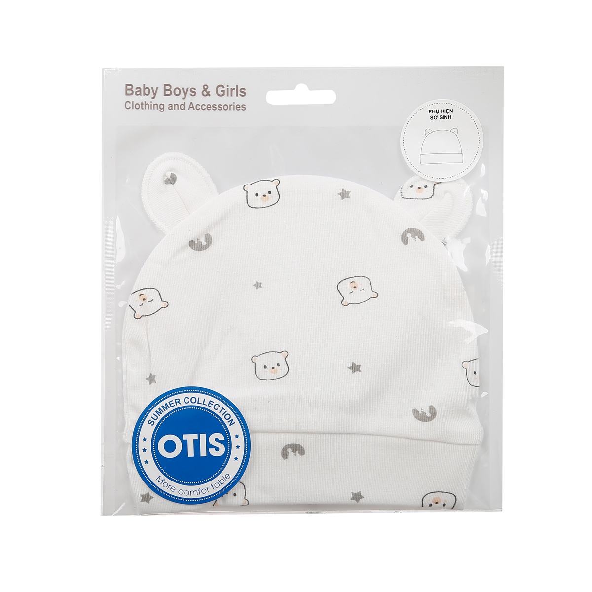 Mũ sơ sinh Otis Mamago ND20H (Trắng) - mặt sau