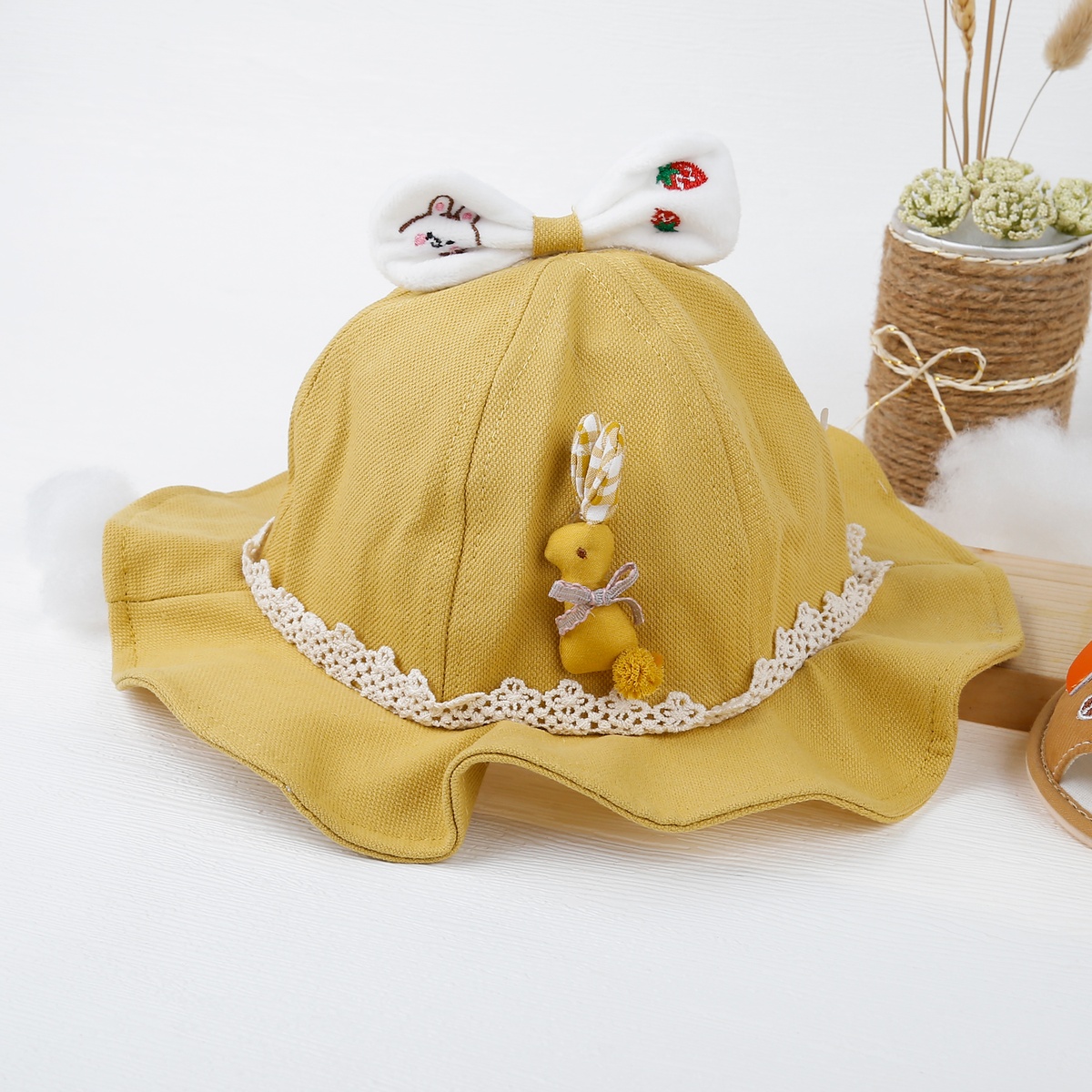 Mũ thời trang KidsPlaza đính nơ 23K-H09 s50 (Vàng)