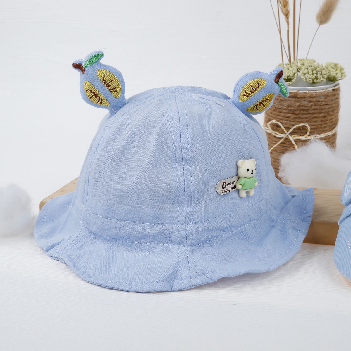 Mũ thời trang KidsPlaza đính hình quả 23K-H03 s50 (Xanh)