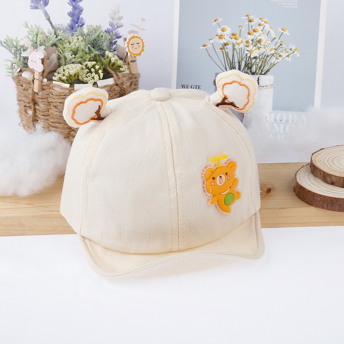 Mũ thời trang KidsPlaza lưỡi trai hình gấu 23K-H15 be s48