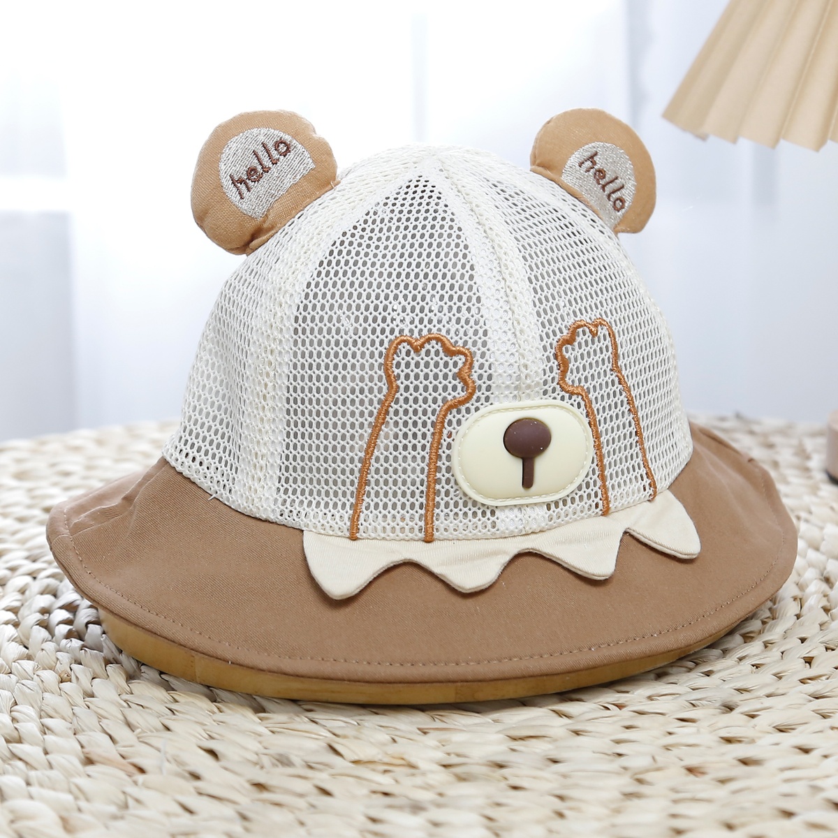 Mũ thời trang KidsPlaza thêu gấu 25K-H27 Size 50 (Nâu) - mặt trái