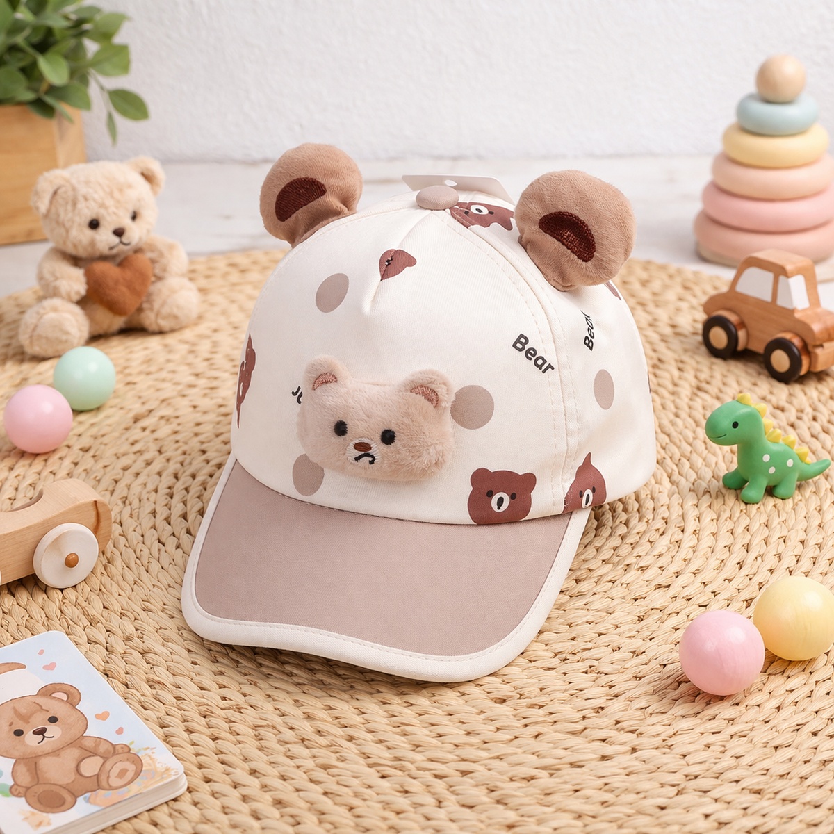 Mũ lưỡi trai KidsPlaza gấu 2 tai 26K-H19 size 52 (Nâu) - mặt trái