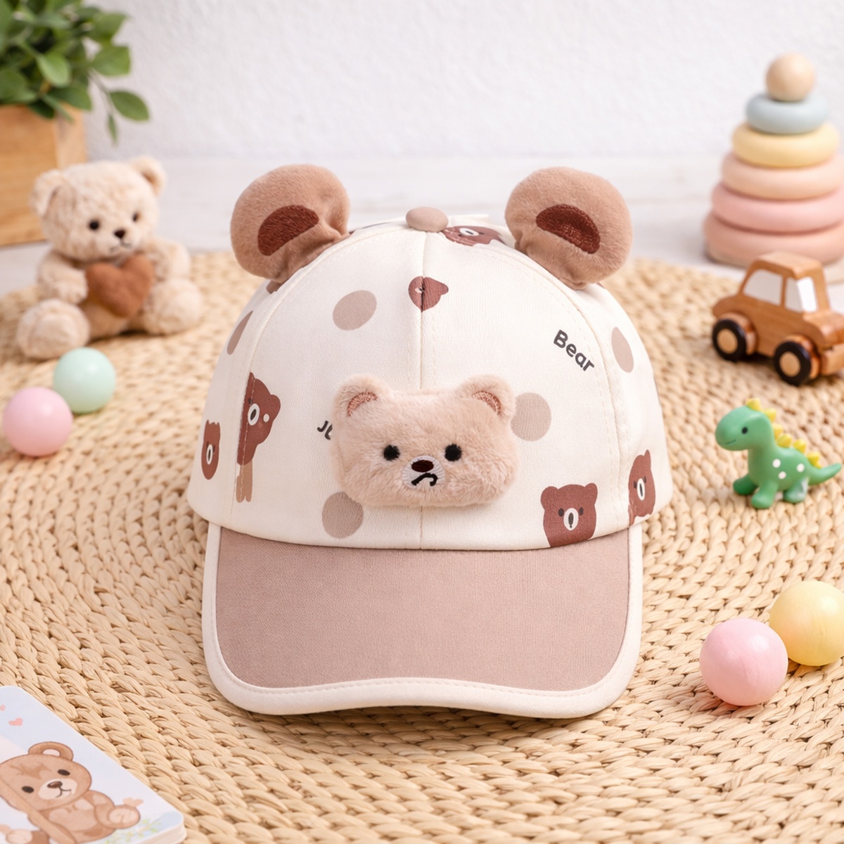 Mũ lưỡi trai KidsPlaza gấu 2 tai 26K-H19 size 52 (Nâu) - mặt phải