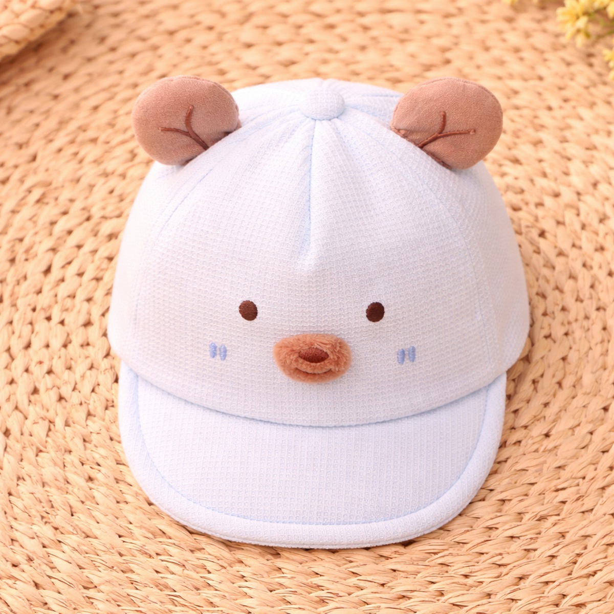 Mũ lưỡi trai KidsPlaza mặt gấu 2 tai 26K-H02 size 46 (Xanh) - mặt phải