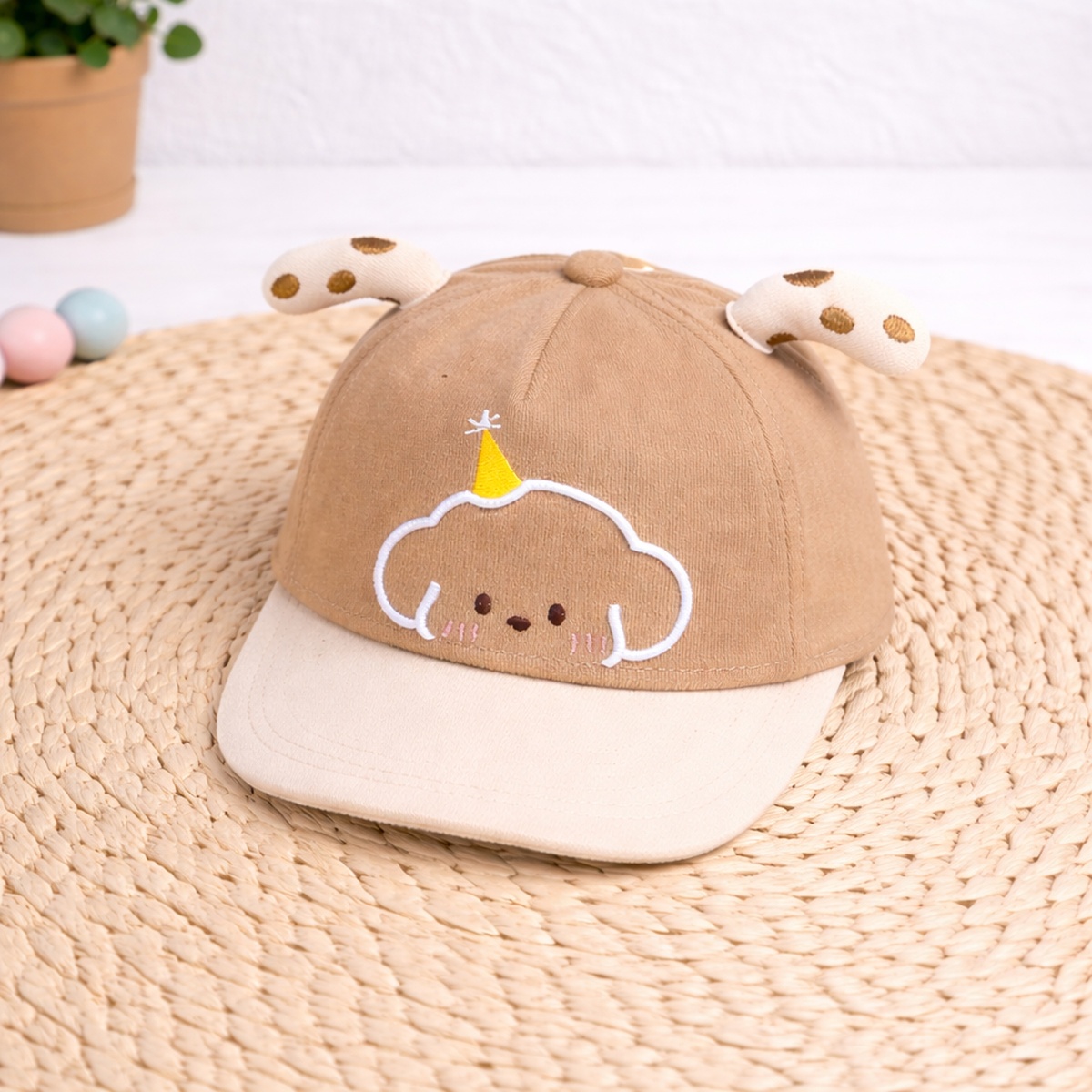 Mũ lưỡi KidsPlaza thêu cún 2 tai 26K-H05 size 46 (Nâu)  - mặt trái