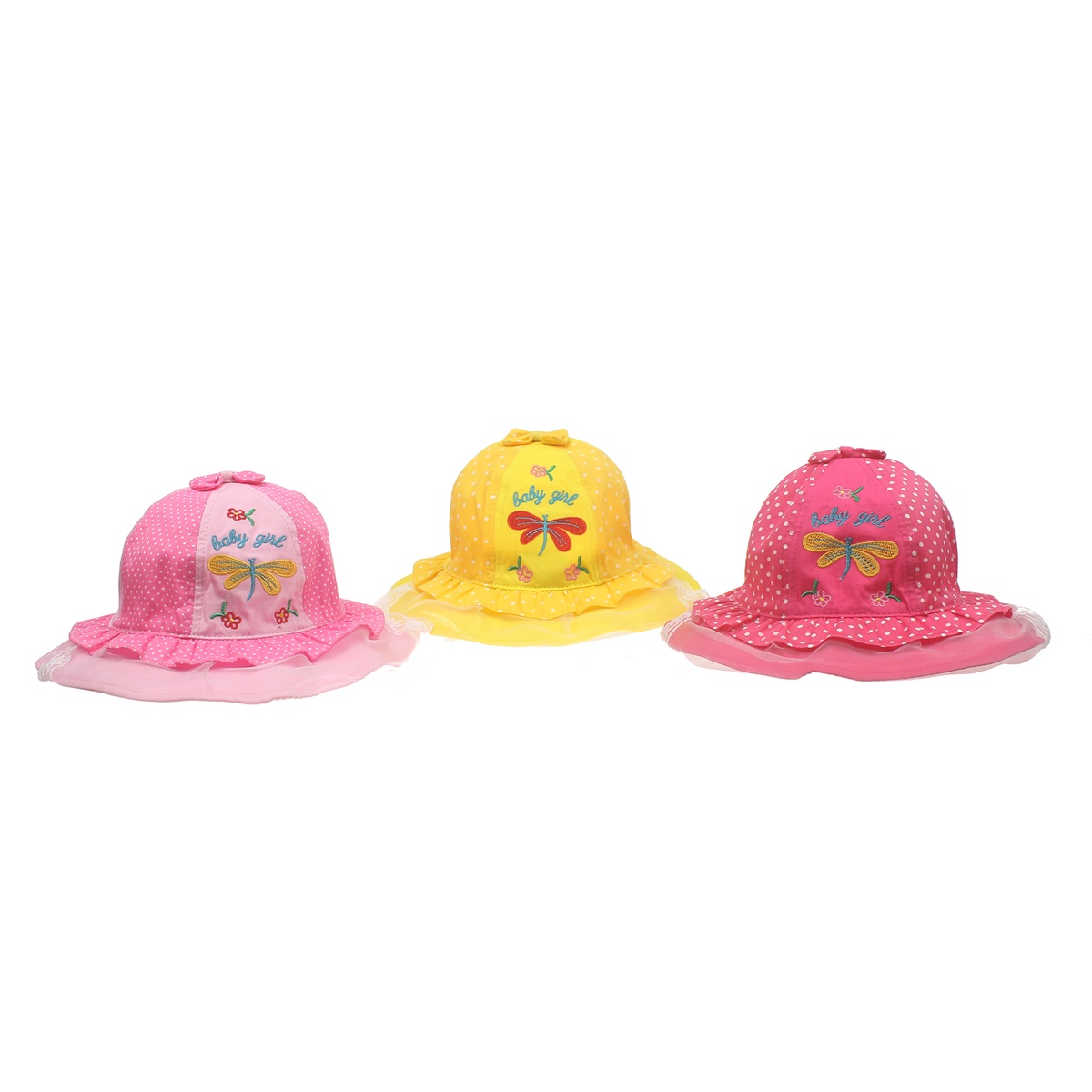 Mũ vành bé gái KidsPlaza phủ voan thêu chuồn chuồn DN20 - góc nghiêng