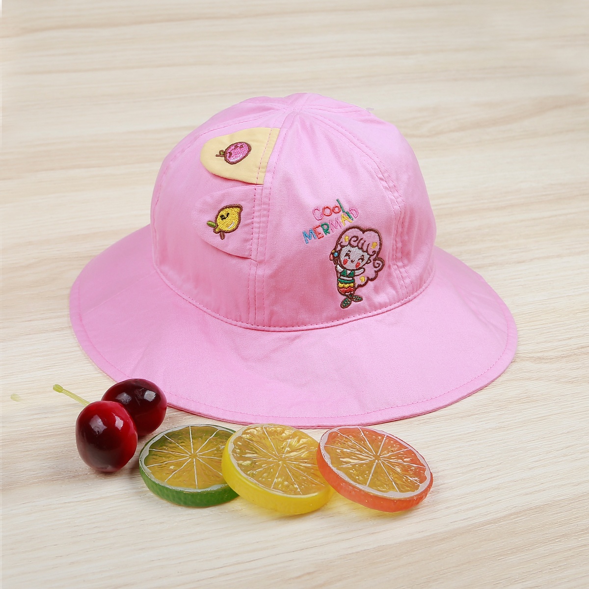 Mũ vành tròn bé gái KidsPlaza thêu nàng tiên cá DN22H (Hồng)  - mặt sau