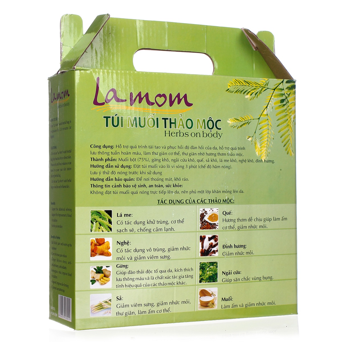 Túi muối thảo mộc Lamom 1,5kg - mặt trái