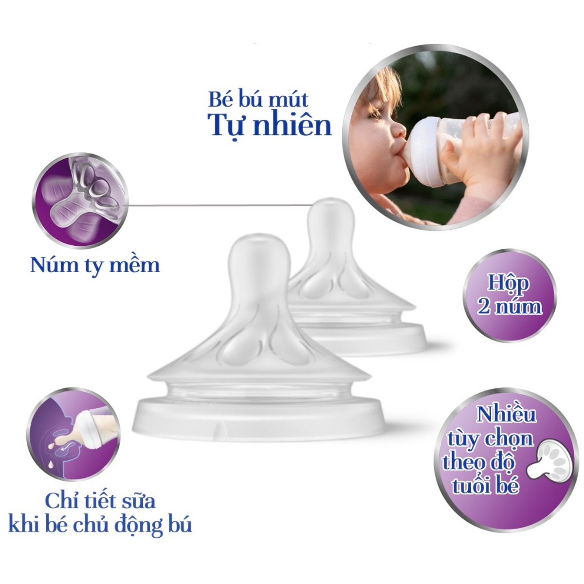 Núm ty Avent 9m SCY966.12 vỉ đôi - mặt sau