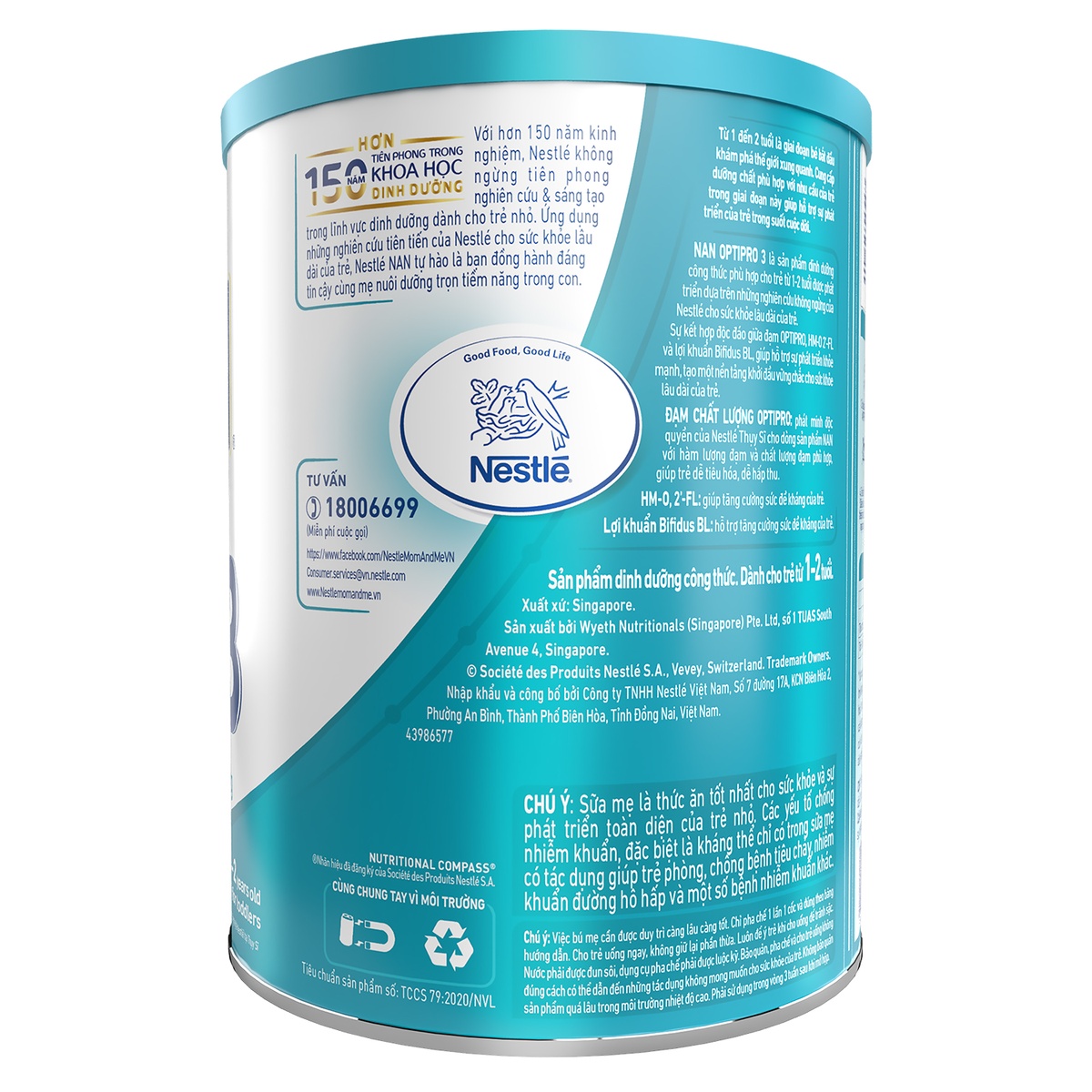 Sữa Nan Optipro HMO số 3 900g cho bé 12-24 tháng tuổi - mặt phải