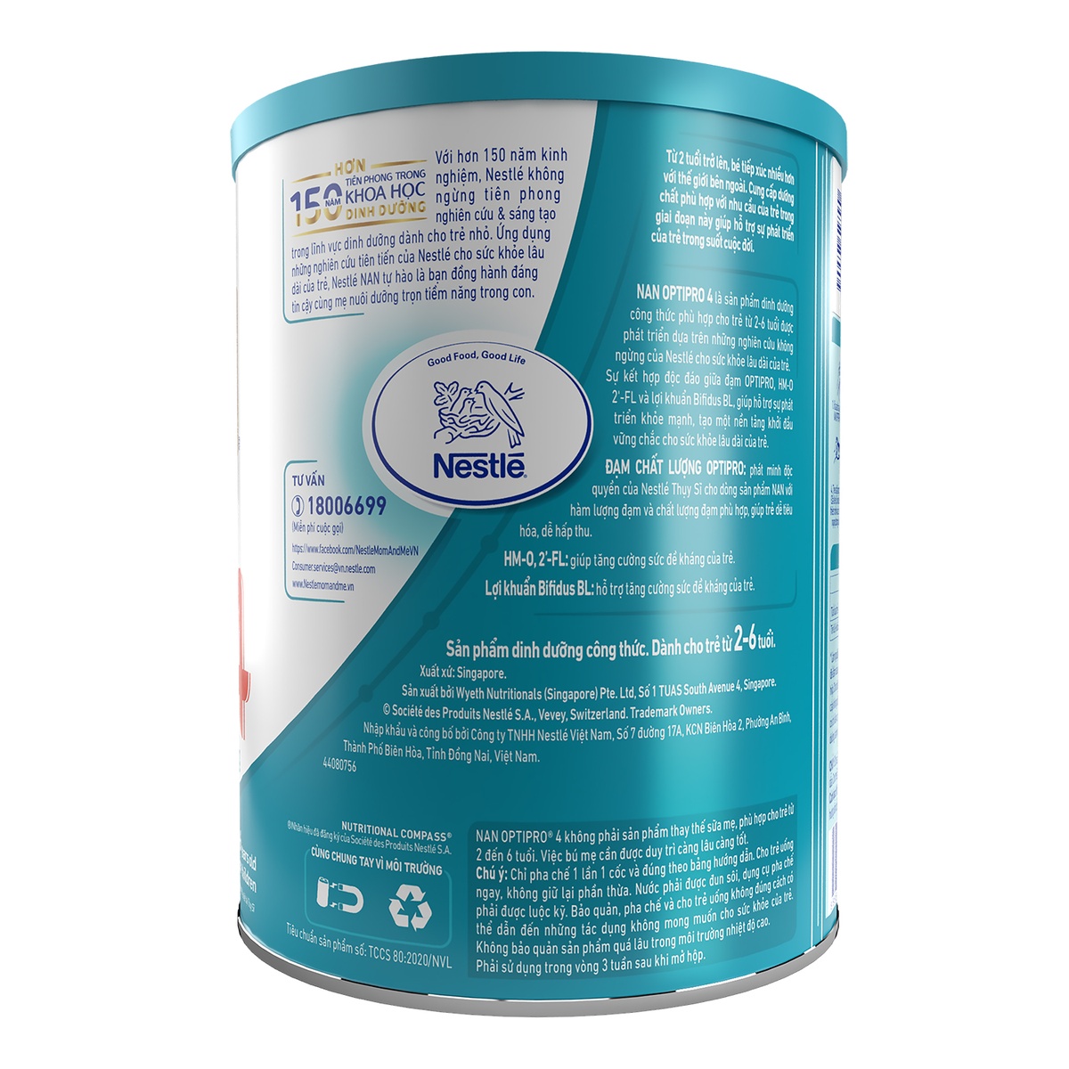 Sữa Nan Optipro HMO số 4 900gr cho bé 2-6 tuổi - mặt phải
