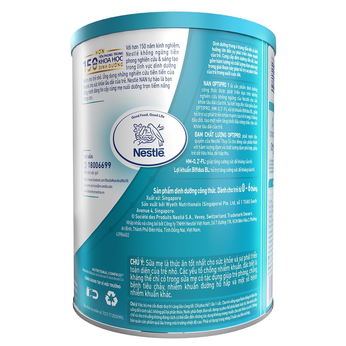 Sữa Nan Optipro 1 900gr cho bé 0-6 tháng - mặt phải