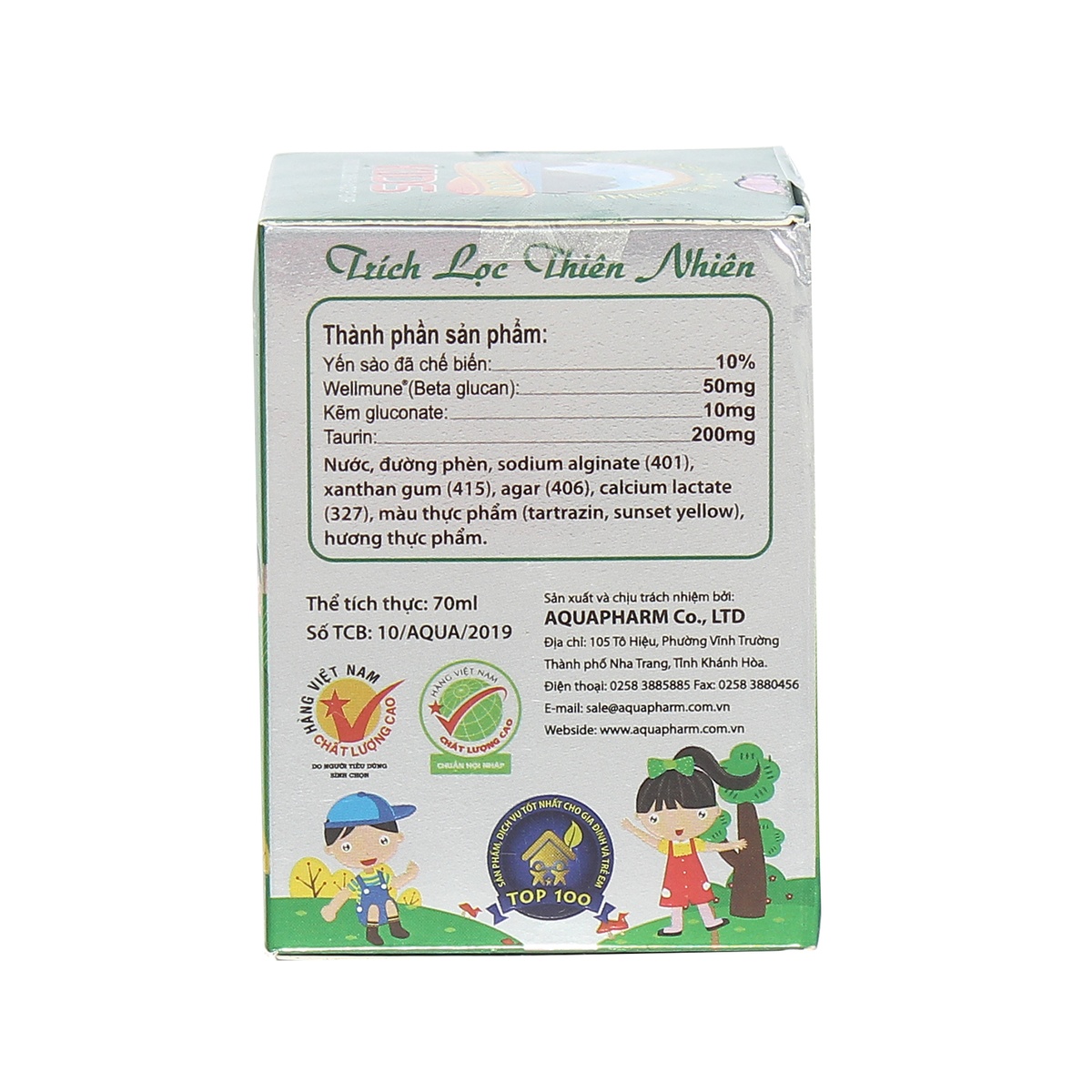 Nest 100 Kids - Yến sào Wellmune 70ml - góc nghiêng