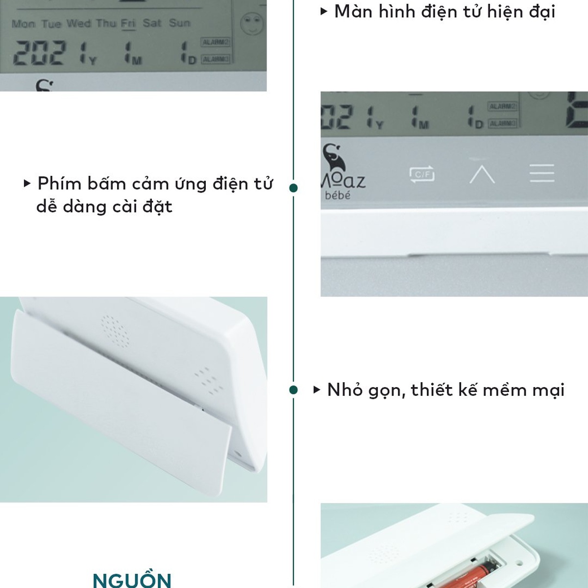 Nhiệt ẩm kế đa năng Moaz Bébé MB - 027 - góc nghiêng