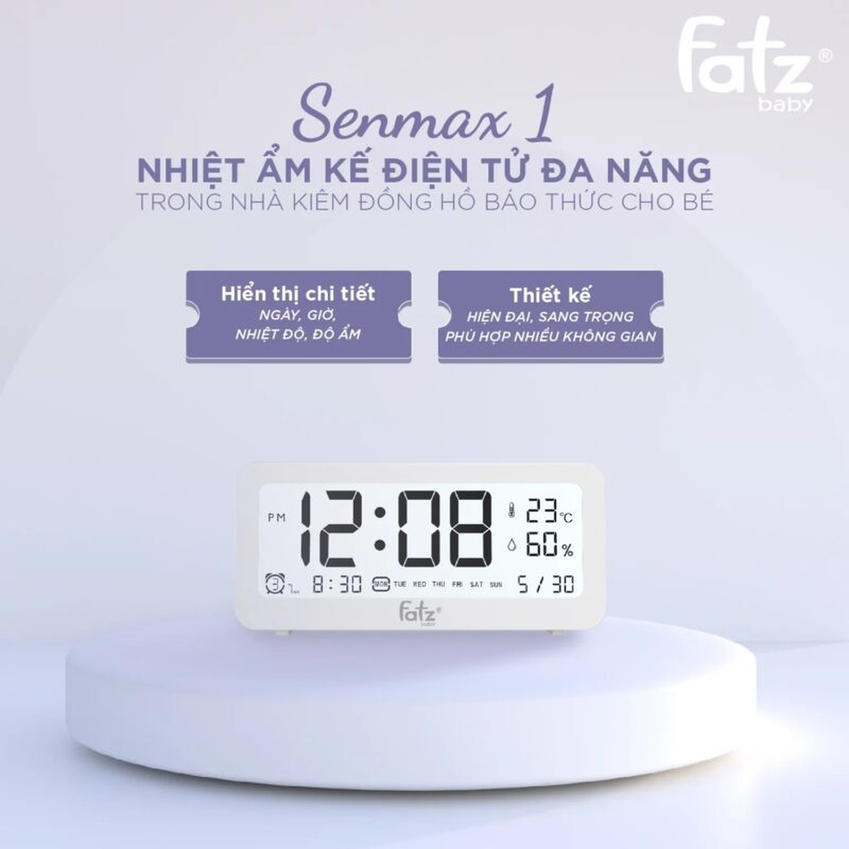 Nhiệt ẩm kế điện tử đa năng Senmax 1 Fatzbaby FB8826WS - góc nghiêng