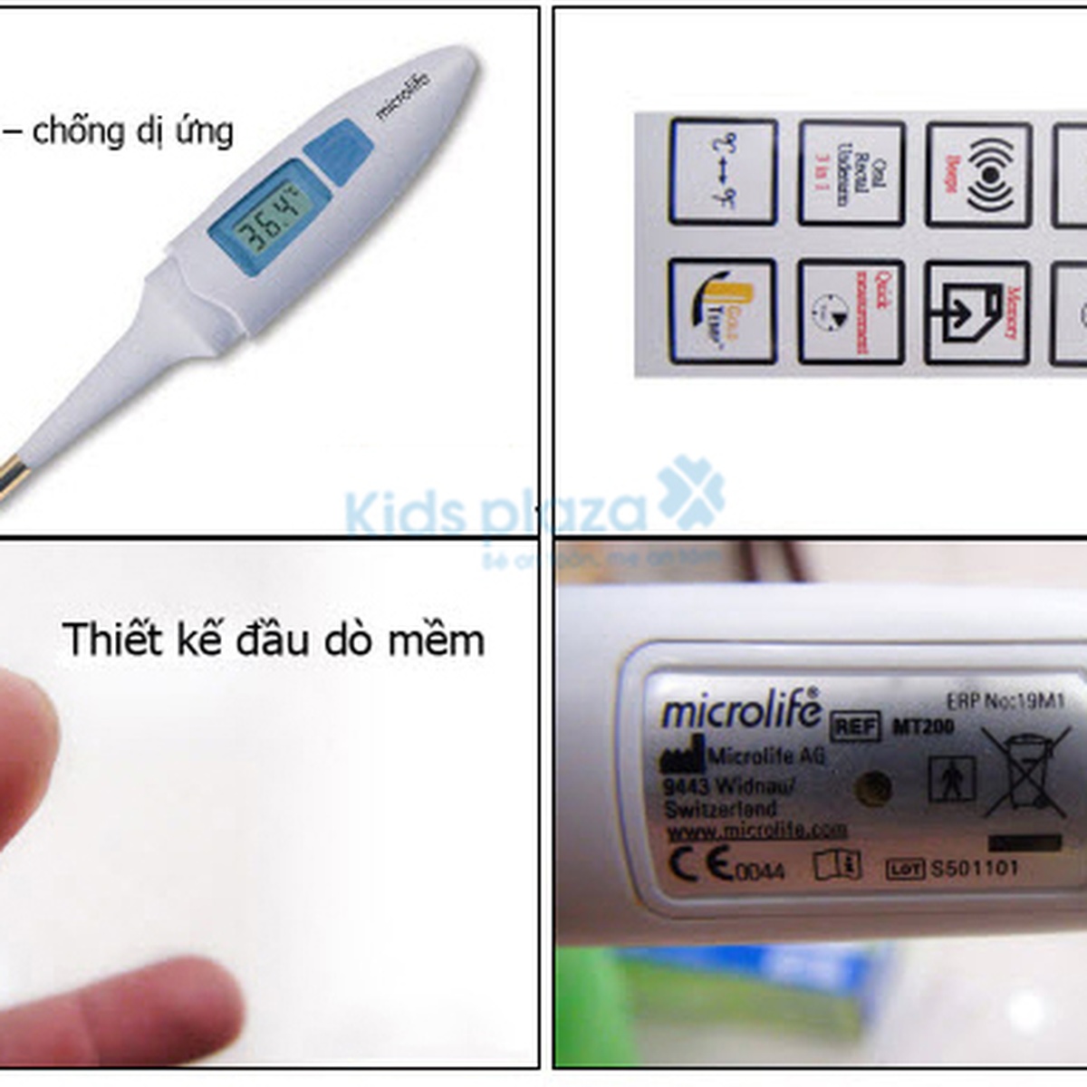 Nhiệt kế điện tử Microlife MT200 - mặt sau